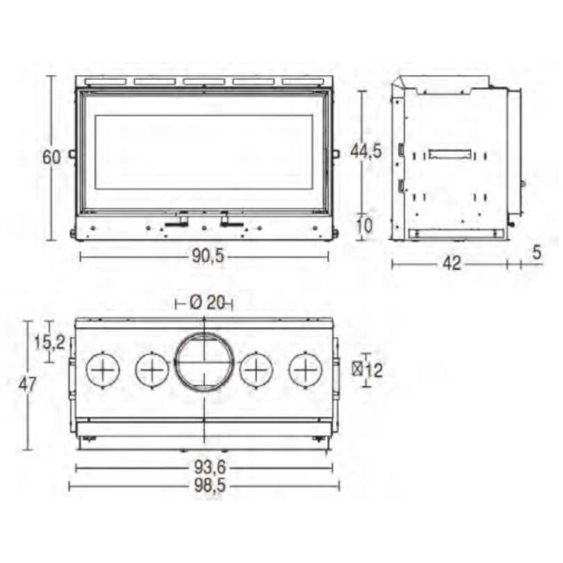 Piazzetta MC90/44 Wood Fireplace spec