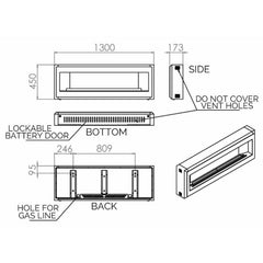 Elegance Gas Fireplace - Sizes