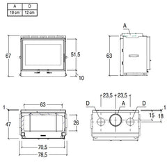 Piazzetta MC70/51 Wood Fireplace Spec